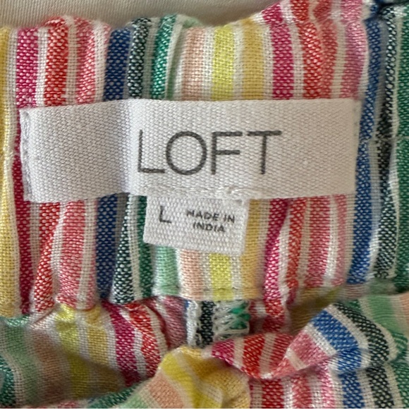 LOFT Large Rainbow Linen Blend Wide Leg Crop Pull On Pants - Picture 8 of 9
